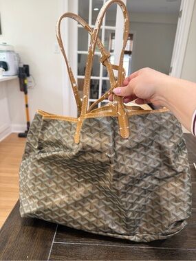Tote in Brown and Tan Leather Trim
